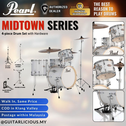 Pearl Midtown Series 4-piece Drum Set with Hardware - Pure White