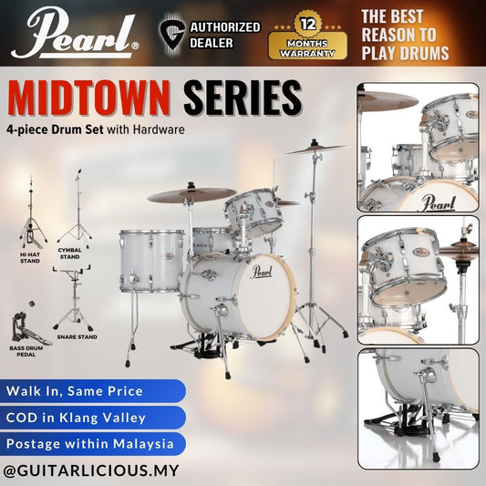 Pearl Midtown Series 4-piece Drum Set with Hardware - Pure White