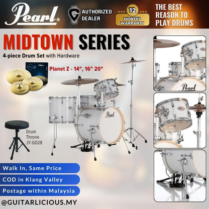 Pearl Midtown Series 4-piece Drum Set with Hardware - Pure White