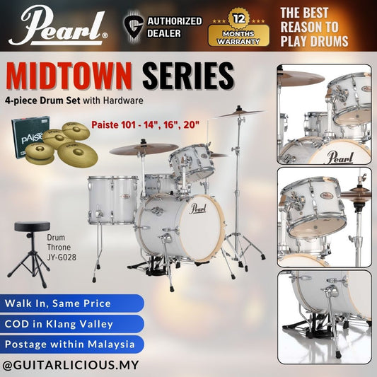 Pearl Midtown Series 4-piece Drum Set with Hardware - Pure White