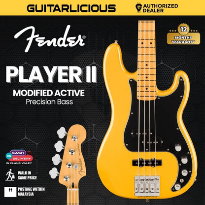 Fender Player II Modified Active Precision Bass Guitar, Maple FB, Sunshine Yellow