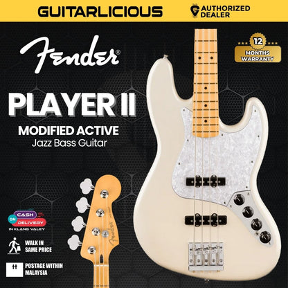 Fender Player II Modified Active Precision Bass Guitar, RW FB, Olympic Pearl