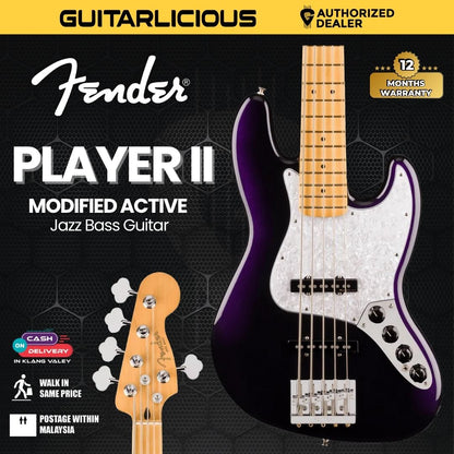 Fender Player II Modified Active Jazz Bass V Guitar, Maple FB, Dusk