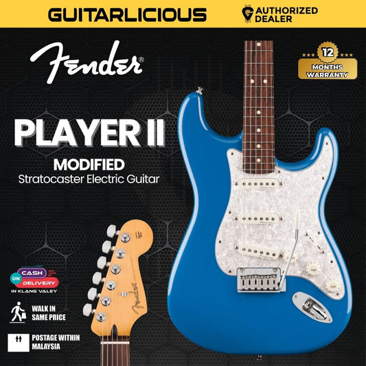 Fender Player II Modified Stratocaster Electric Guitar, RW FB, Electric Blue