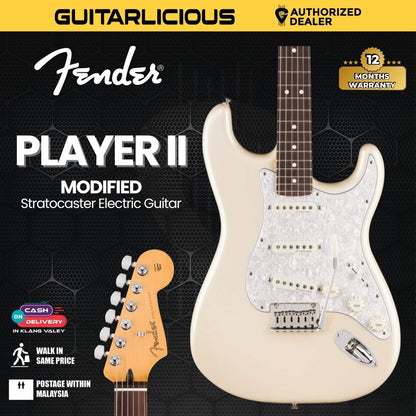 Fender Player II Modified Stratocaster Electric Guitar, RW FB, Olympic Pearl