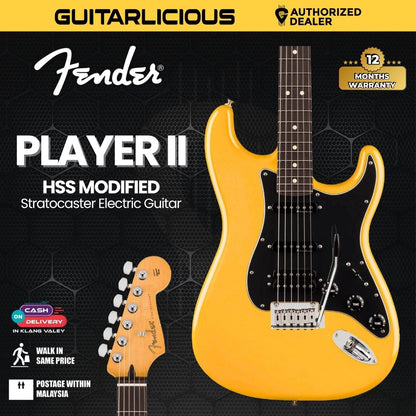 Fender Player II Modified Stratocaster HSS Electric Guitar, RW FB, Sunshine Yellow
