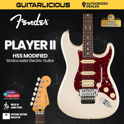 Fender Player II Modified Stratocaster HSS Floyd Rose Electric Guitar, RW FB, Olympic Pearl