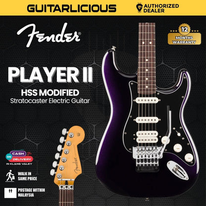Fender Player II Modified Stratocaster HSS Floyd Rose Electric Guitar, RW FB, Dusk