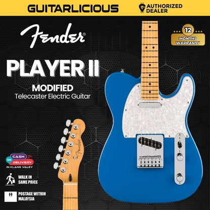 Fender Player II Modified Telecaster Electric Guitar, Maple FB, Electric Blue
