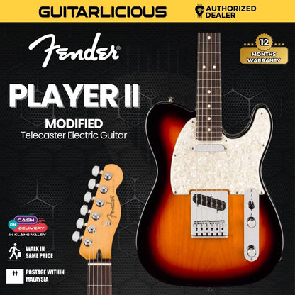 Fender Player II Modified Telecaster Electric Guitar, RW FB, 3 Tone Sunburst