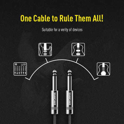 SONICAKE QGC-21 10ft / 3m Braided Guitar Cable (Straight to Straight) - Black (QGC-21)