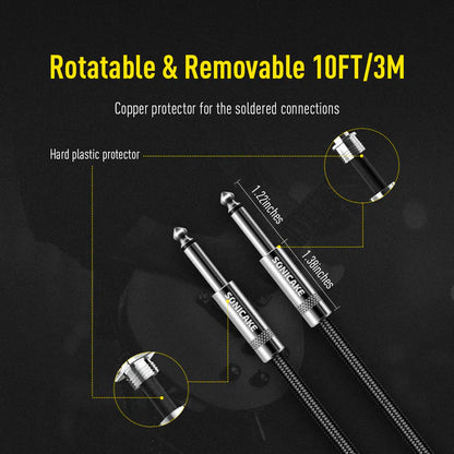 SONICAKE QGC-21 10ft / 3m Braided Guitar Cable (Straight to Straight) - Black (QGC-21)