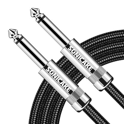 SONICAKE QGC-21 10ft / 3m Braided Guitar Cable (Straight to Straight) - Black (QGC-21)