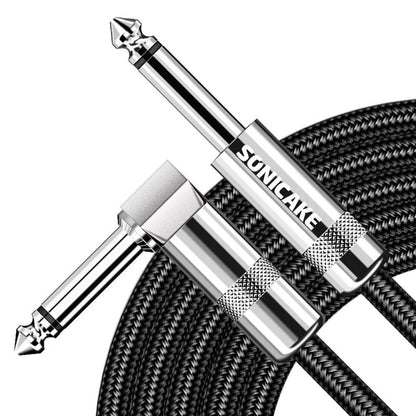 SONICAKE QGC-22 20ft / 6m Braided Guitar Cable (Right Angle to Straight) - Black (QGC-22)