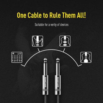 SONICAKE QGC-23 20ft / 6m Braided Guitar Cable (Straight to Straight) - Black (QGC-23)