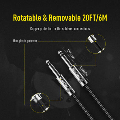 SONICAKE QGC-23 20ft / 6m Braided Guitar Cable (Straight to Straight) - Black (QGC-23)