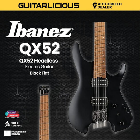 Ibanez QX52 Headless Electric Guitar - Black Flat (PRE-ORDER)