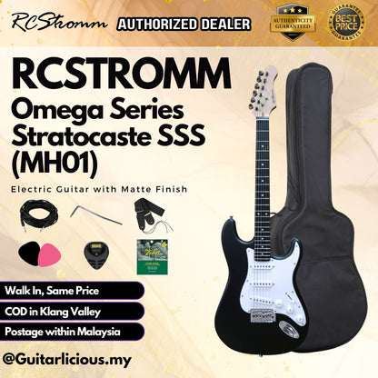 RCStromm Omega Series Stratocaster SSS Electric Guitar with Matte Finish (MH01)