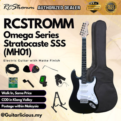 RCStromm Omega Series Stratocaster SSS Electric Guitar with Matte Finish (MH01)
