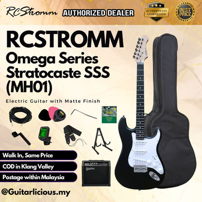 RCStromm Omega Series Stratocaster SSS Electric Guitar with Matte Finish (MH01)