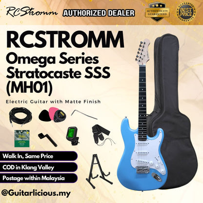 RCStromm Omega Series Stratocaster SSS Electric Guitar with Matte Finish (MH01)