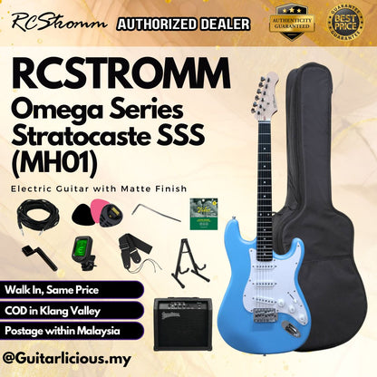 RCStromm Omega Series Stratocaster SSS Electric Guitar with Matte Finish (MH01)