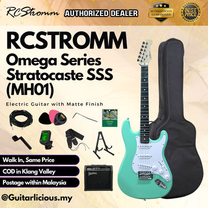 RCStromm Omega Series Stratocaster SSS Electric Guitar with Matte Finish (MH01)