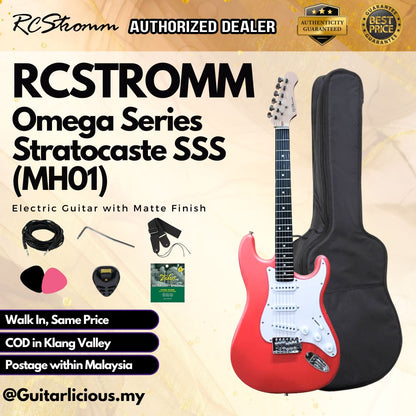 RCStromm Omega Series Stratocaster SSS Electric Guitar with Matte Finish (MH01)