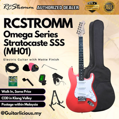 RCStromm Omega Series Stratocaster SSS Electric Guitar with Matte Finish (MH01)