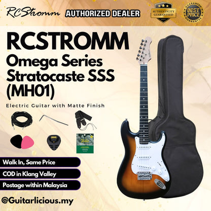 RCStromm Omega Series Stratocaster SSS Electric Guitar with Matte Finish (MH01)
