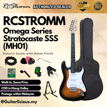 RCStromm Omega Series Stratocaster SSS Electric Guitar with Matte Finish (MH01)