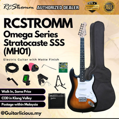 RCStromm Omega Series Stratocaster SSS Electric Guitar with Matte Finish (MH01)