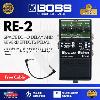 BOSS RE-2 Space Echo Delay and Reverb Effects Pedal