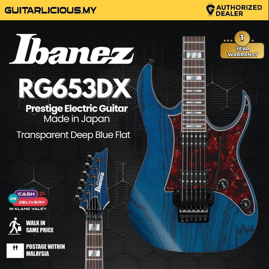 Ibanez RG653DX-TDF Prestige Electric Guitar - Transparent Deep Blue Flat