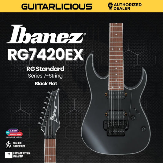 Ibanez RG7420EX RG Standard Series 7 String Electric Guitar - Black Flat
