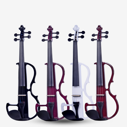 The Rose Electric Violin for Beginner with Free Bow, Bridge, Headphone, Case, Rosin, Cable, & Battery (4/4 Full Size, R-E10)