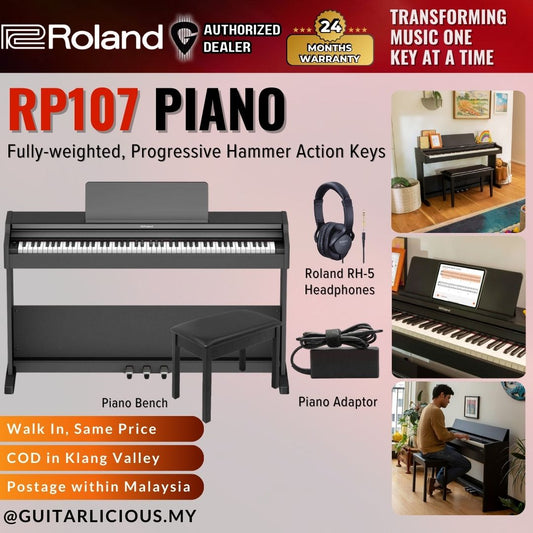 Roland RP107 88-Key Digital Piano with Hammered Weighted Keys - BLACK