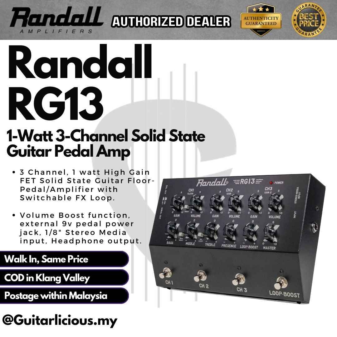 Randall RG13 1-Watt 3-Channel Solid State Guitar Pedal Amp ( RG13E-U / RG13E U )