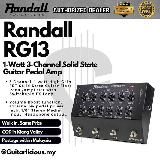 Randall RG13 1-Watt 3-Channel Solid State Guitar Pedal Amp ( RG13E-U / RG13E U )