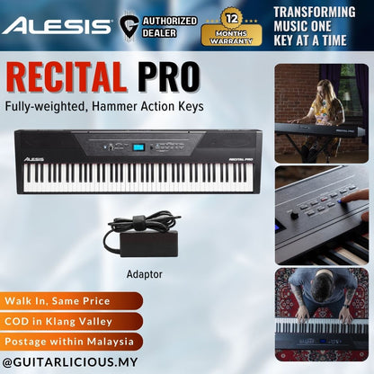 alesis recital sustain pedal ALESIS Recital Pro 88 Hammer Action Keys Digital Piano – GUITARLICIOUS