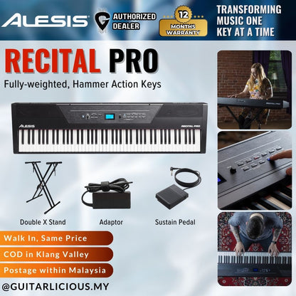 ALESIS Recital Pro 88 Hammer Action Keys Digital Piano (A62-RECITALPROXEU)