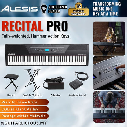 ALESIS Recital Pro 88 Hammer Action Keys Digital Piano (A62-RECITALPROXEU)