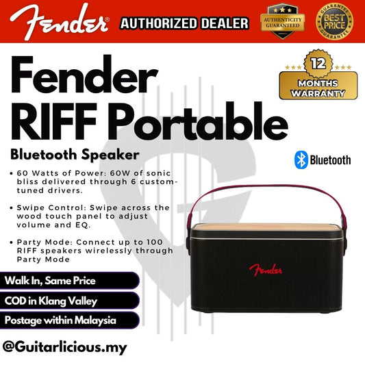 Fender RIFF Portable Bluetooth Speaker - Black - (Website Clearance)