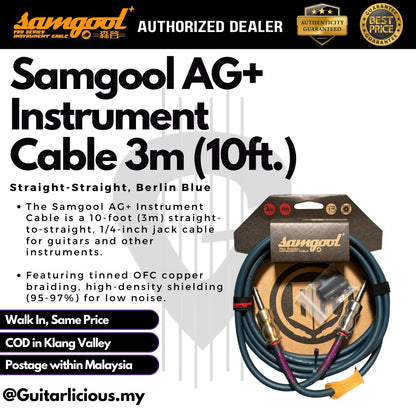 Samgool AG+ Instrument Cable, 3m (10ft.), Straight-Straight