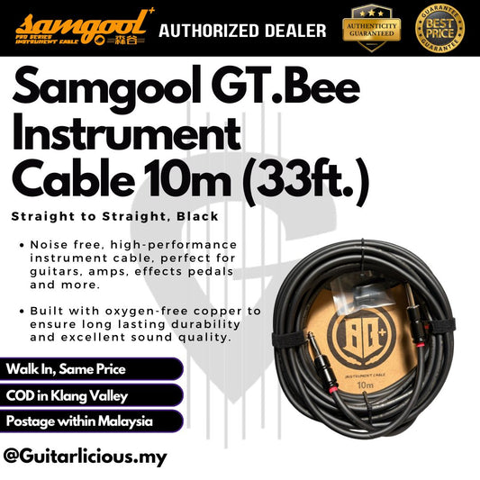 Samgool GT.Bee Instrument Cable, 10m (33ft.), Straight to Straight  / Straight to Angled – Black