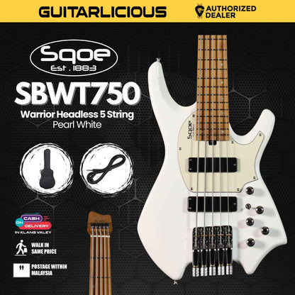 SQOE SBWT750 Warrior Headless 5 String Bass Guitar w Roasted Maple Neck