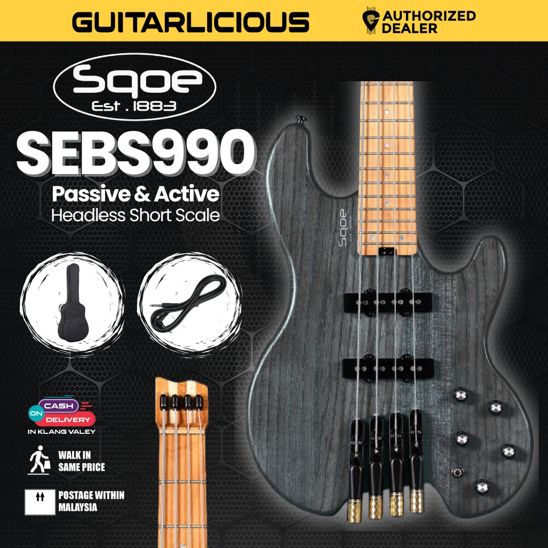 SQOE SEBS990 Headless Short Scale Bass – Active & Passive