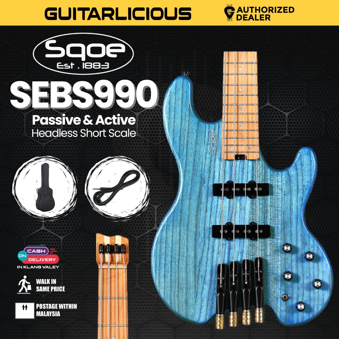 SQOE SEBS990 Headless Short Scale Bass – Active & Passive