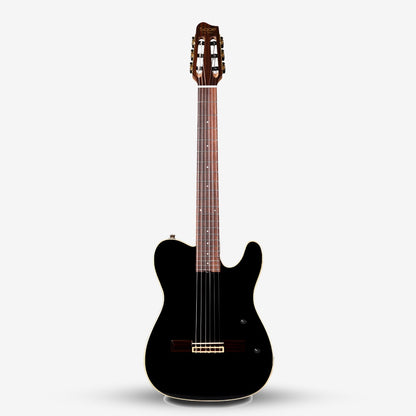 SQOE Spain SEGD900 Electroacoustic Silent Nylon Guitar with Piezo Pickups, Solid Spruce Top, Black