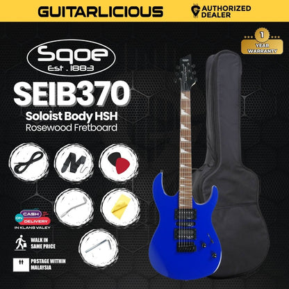 SQOE SEIB-370 Soloist Body HSH Electric Guitar with Rosewood Fretboard ( SEIB370 / SEIB / SEIB 370 )